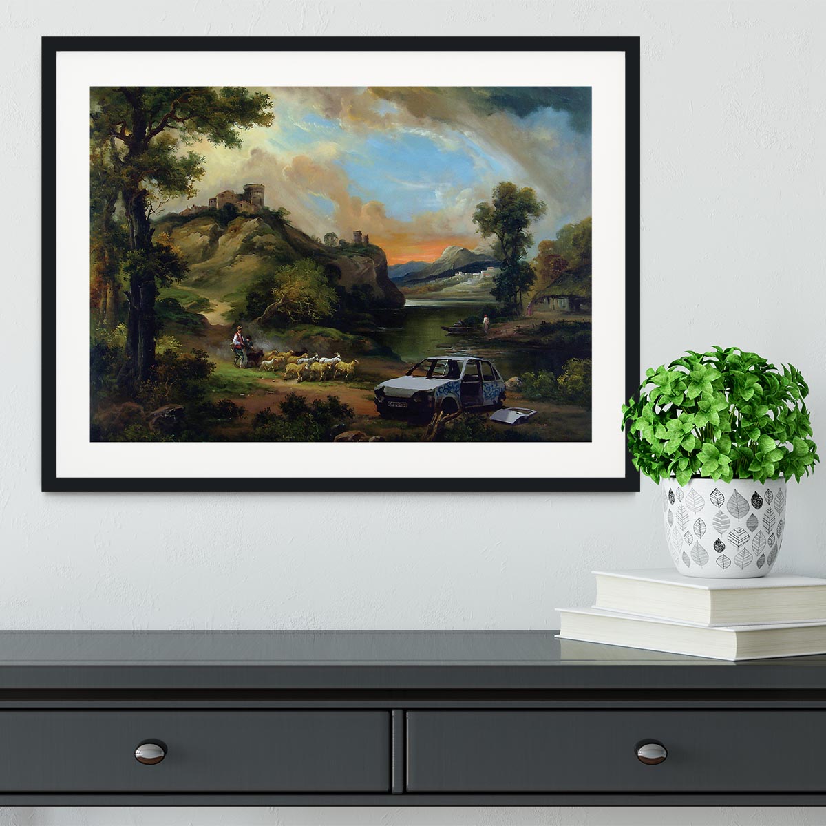 Banksy Vandalised Car Framed Print - Canvas Art Rocks - 1