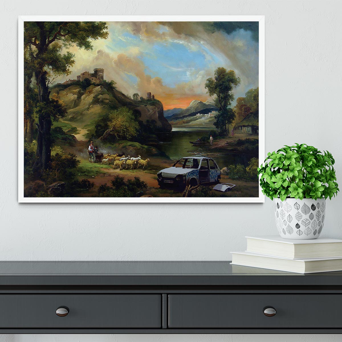 Banksy Vandalised Car Framed Print - Canvas Art Rocks -6