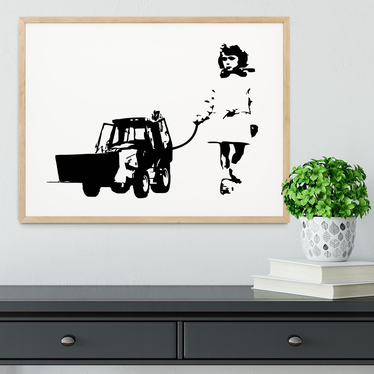 Banksy Walking The Cat Framed Print - Canvas Art Rocks - 3