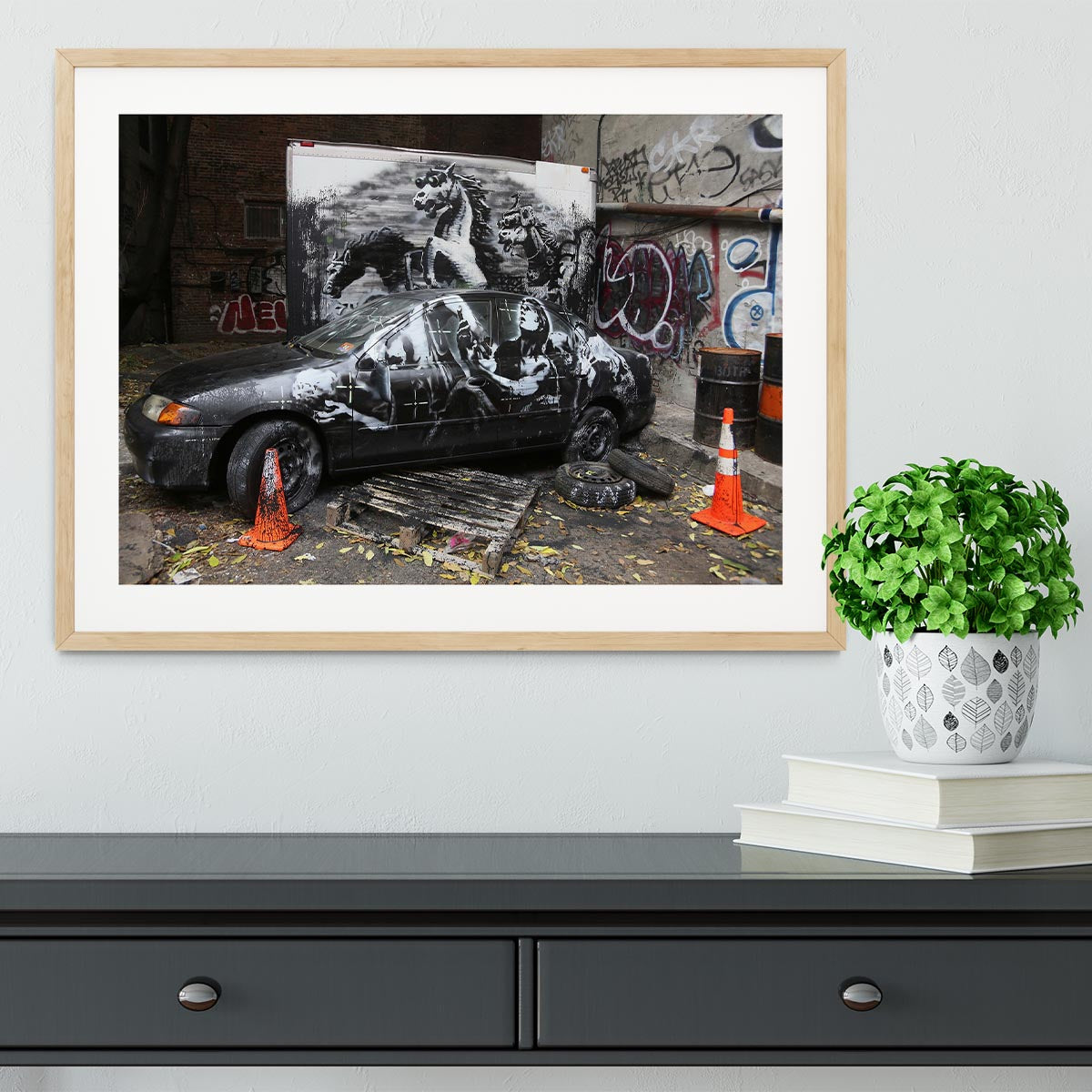 Banksy War Horse Framed Print - Canvas Art Rocks - 3