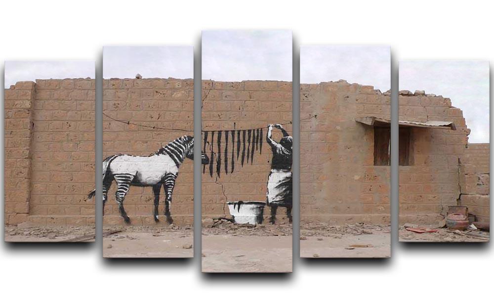 Banksy Washing Zebra Stripes 5 Split Panel Canvas - Canvas Art Rocks - 1