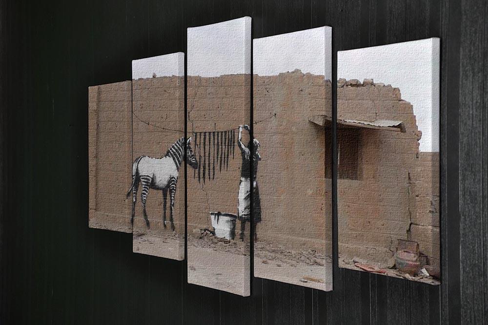 Banksy Washing Zebra Stripes 5 Split Panel Canvas - Canvas Art Rocks - 2