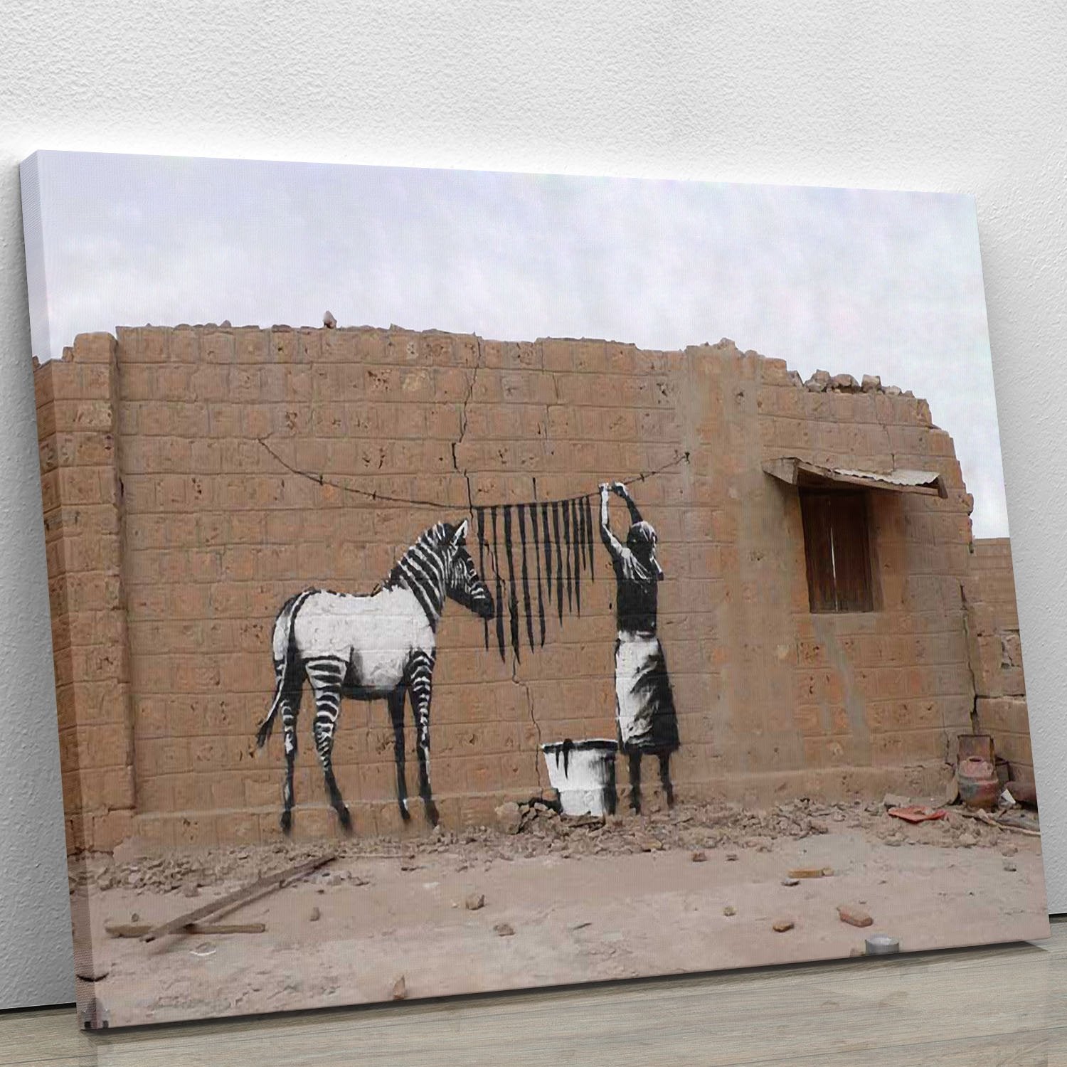 Banksy Washing Zebra Stripes Canvas Print or Poster