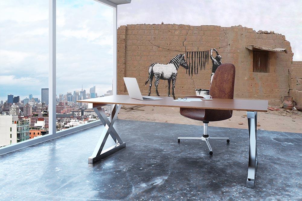 Banksy Washing Zebra Stripes Wall Mural Wallpaper - Canvas Art Rocks - 3