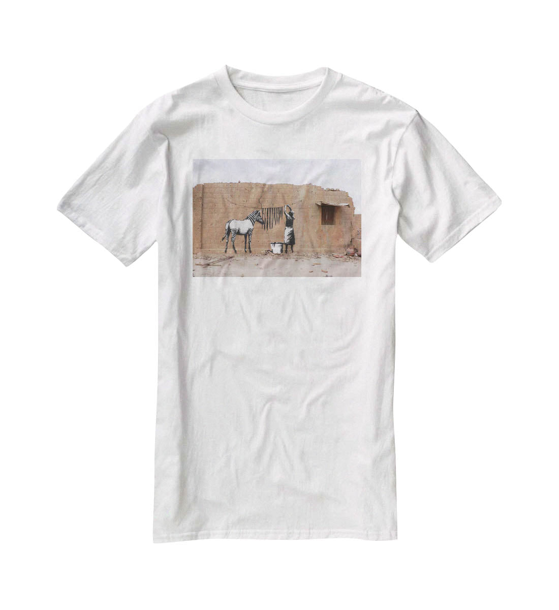 Banksy Washing Zebra Stripes T-Shirt - Canvas Art Rocks - 5