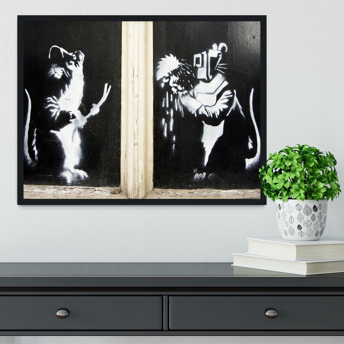 Banksy Welding Rats Framed Print - Canvas Art Rocks - 2