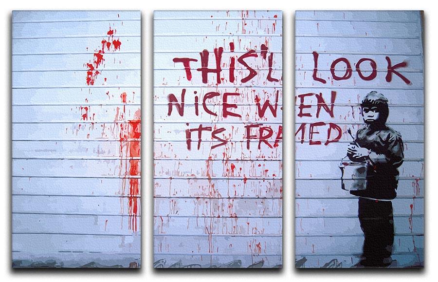 Banksy When Its Framed 3 Split Panel Canvas Print - Canvas Art Rocks - 4