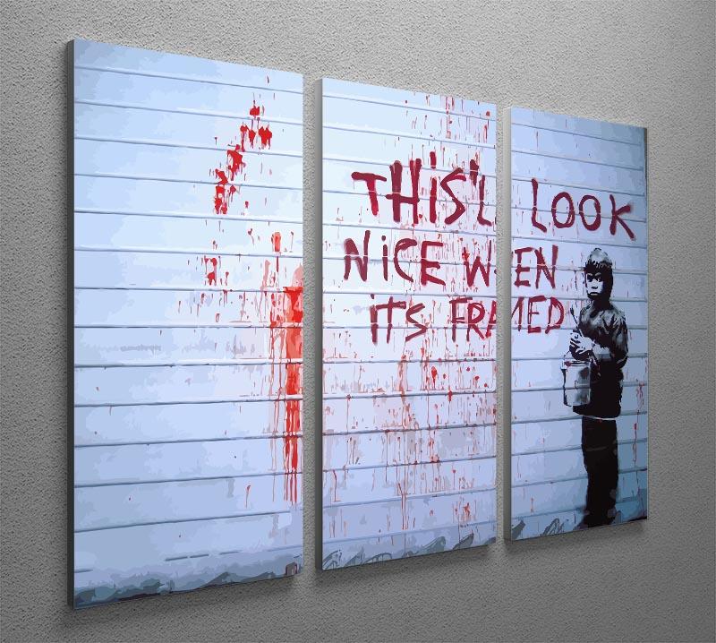 Banksy When Its Framed 3 Split Panel Canvas Print - Canvas Art Rocks - 4