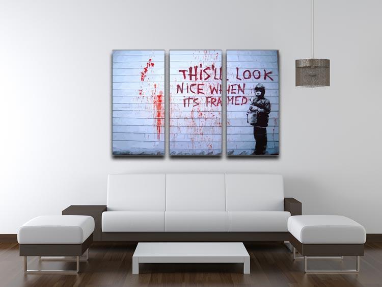 Banksy When Its Framed 3 Split Panel Canvas Print - Canvas Art Rocks - 4