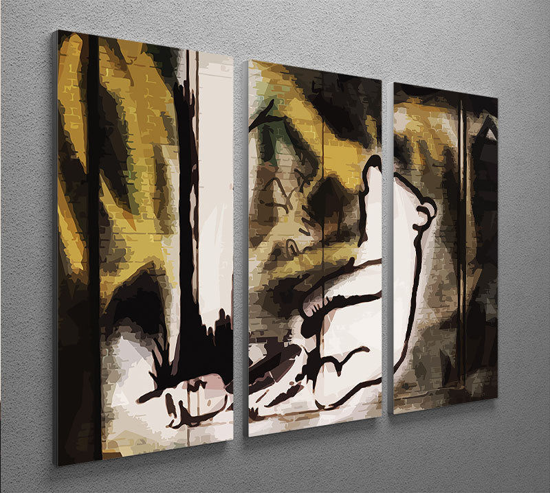 Banksy Winnie the Pooh Bear Trap 3 Split Panel Canvas Print - Canvas Art Rocks - 2