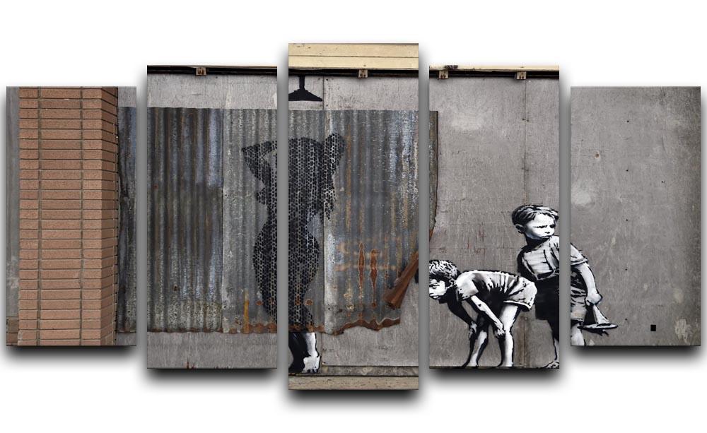 Banksy Woman In Shower 5 Split Panel Canvas - Canvas Art Rocks - 1