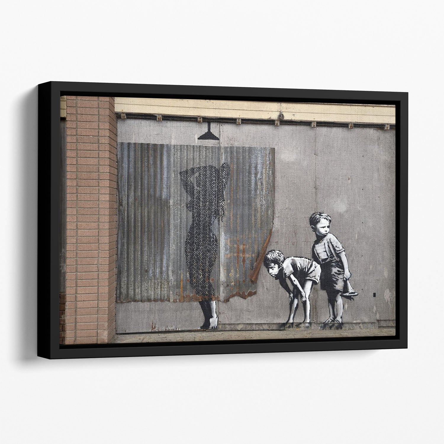 Banksy Woman In Shower Floating Framed Canvas
