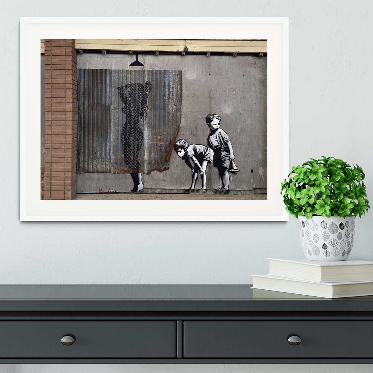 Banksy Woman In Shower Framed Print - Canvas Art Rocks - 5