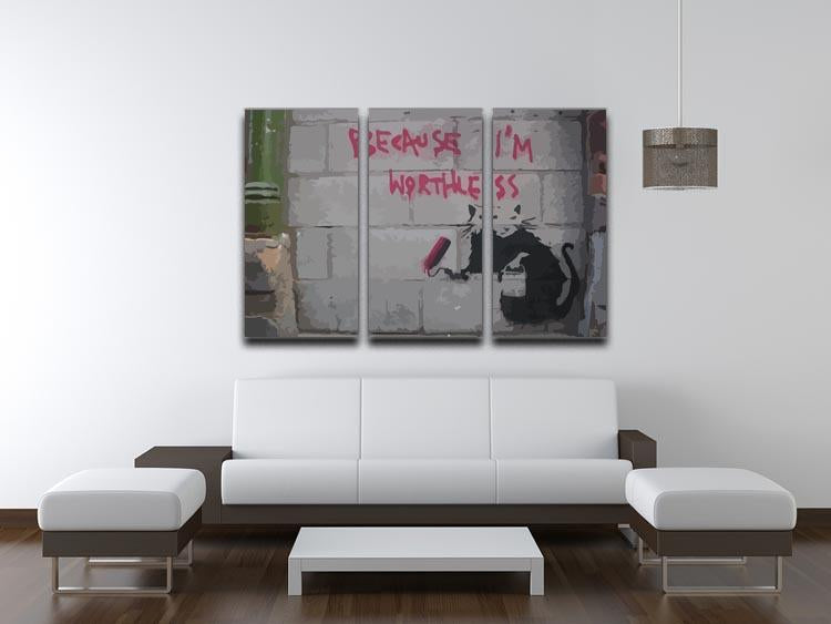 Banksy Worthless Rat 3 Split Panel Canvas Print - Canvas Art Rocks - 4