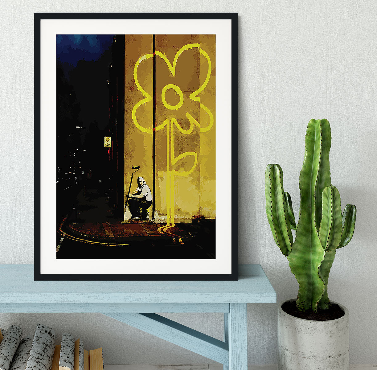 Banksy Yellow Lines Framed Print - Canvas Art Rocks - 1