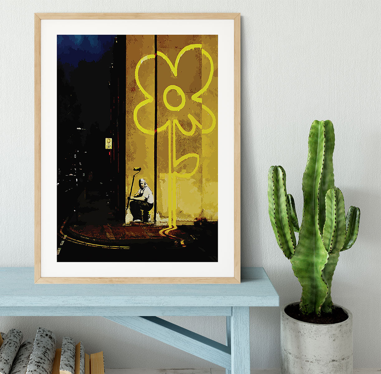 Banksy Yellow Lines Framed Print - Canvas Art Rocks - 3