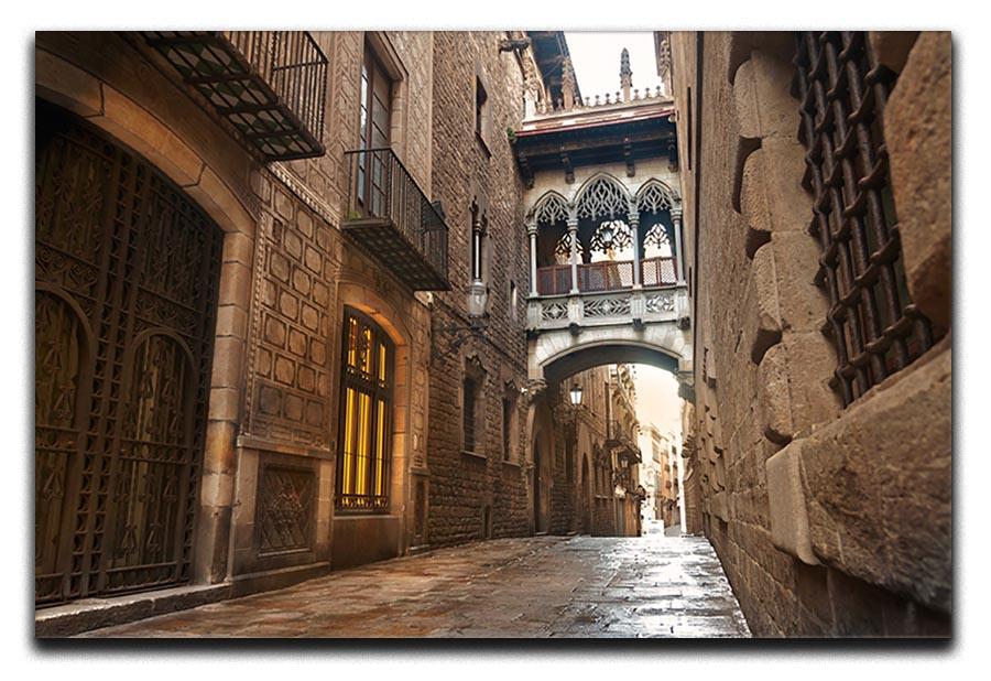 Barcelona Gothic quarter Carrer del Bisbe Canvas Print or Poster - Canvas Art Rocks - 1
