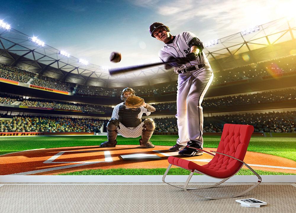 Baseball players Wall Mural Wallpaper - Canvas Art Rocks - 2