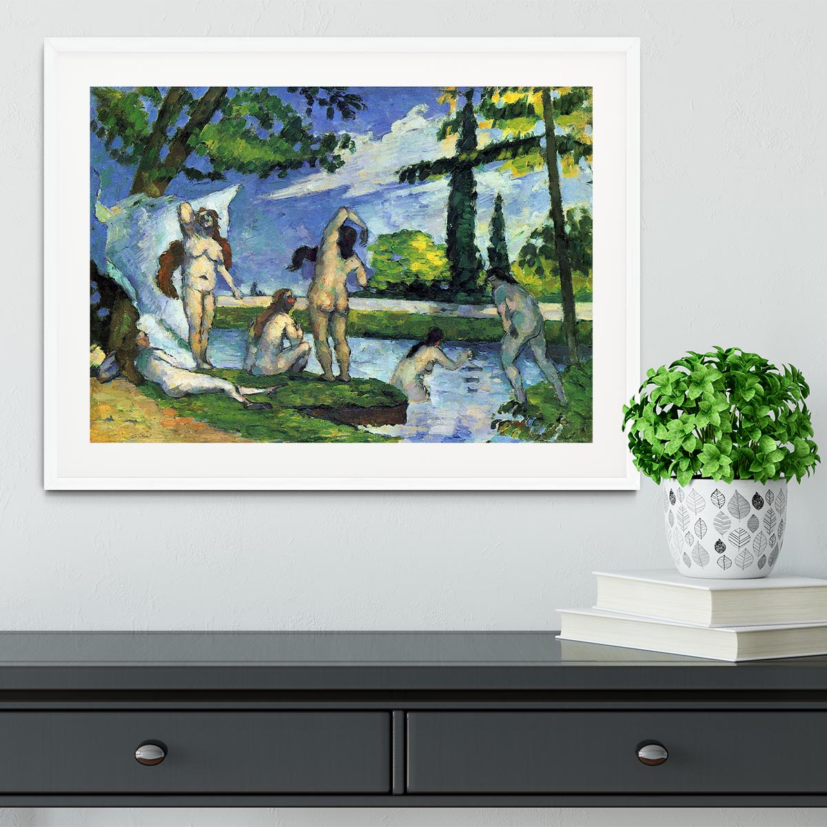 Bathers 4 by Cezanne Framed Print - Canvas Art Rocks - 5