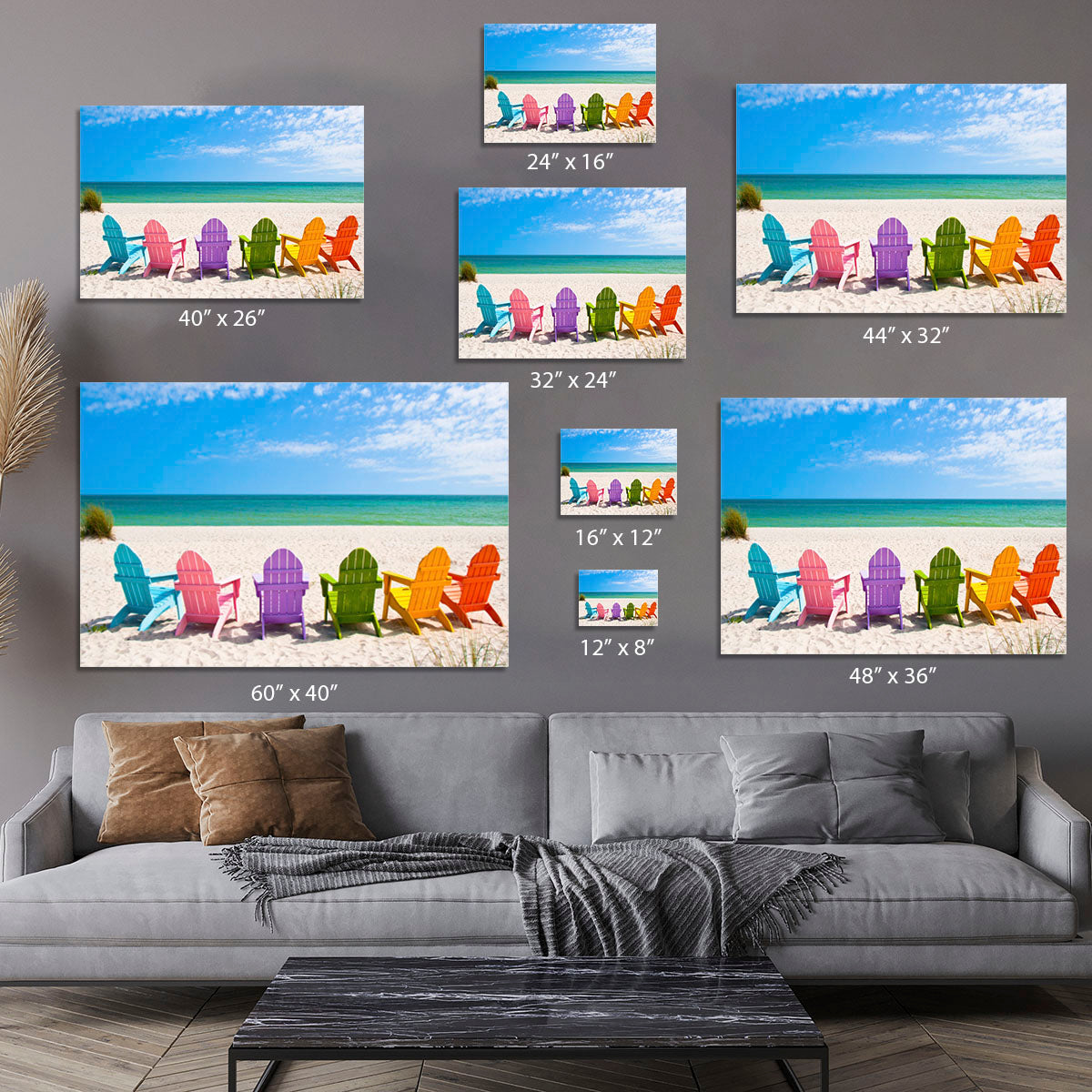 Beach Chairs on a Sun Beach Canvas Print or Poster - Canvas Art Rocks - 7