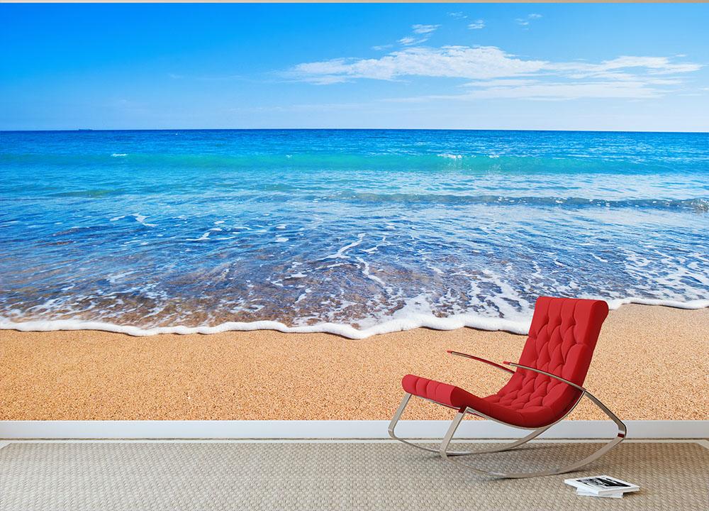 Beach Waves Wall Mural Wallpaper - Canvas Art Rocks - 2