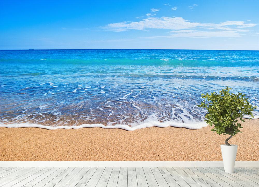 Beach Waves Wall Mural Wallpaper - Canvas Art Rocks - 4