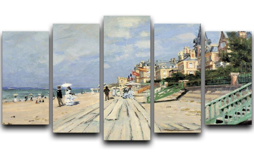 Beach at trouville by Monet 5 Split Panel Canvas - Canvas Art Rocks - 1