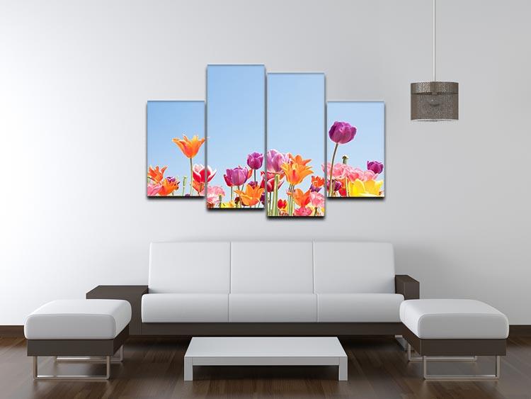 Beautiful coloured flowers 4 Split Panel Canvas - Canvas Art Rocks - 3