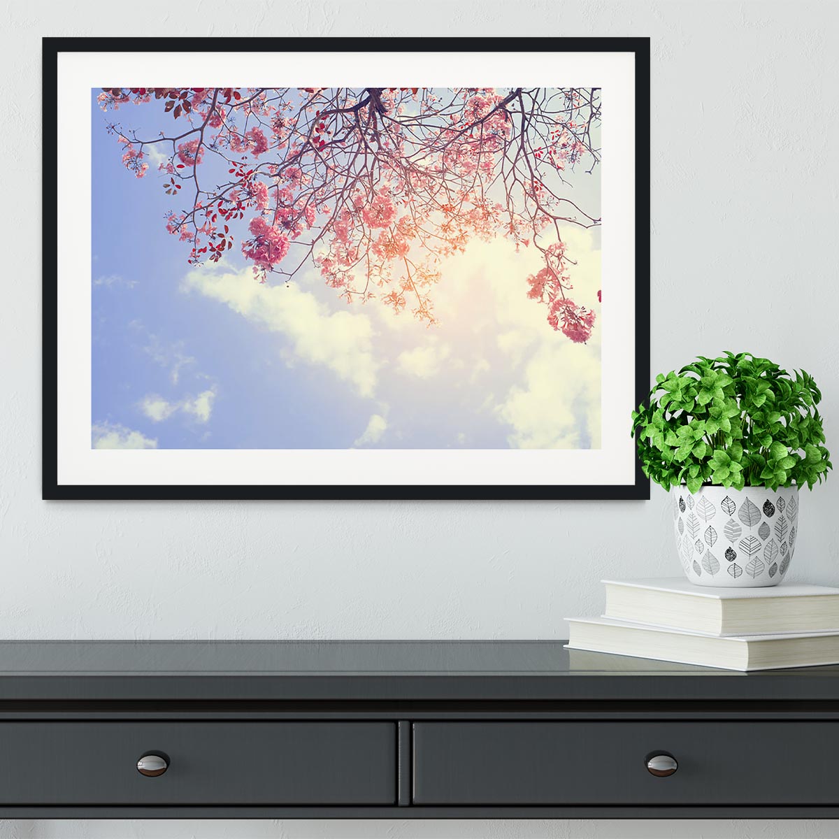 Beautiful tree pink flower in spring Framed Print - Canvas Art Rocks - 1