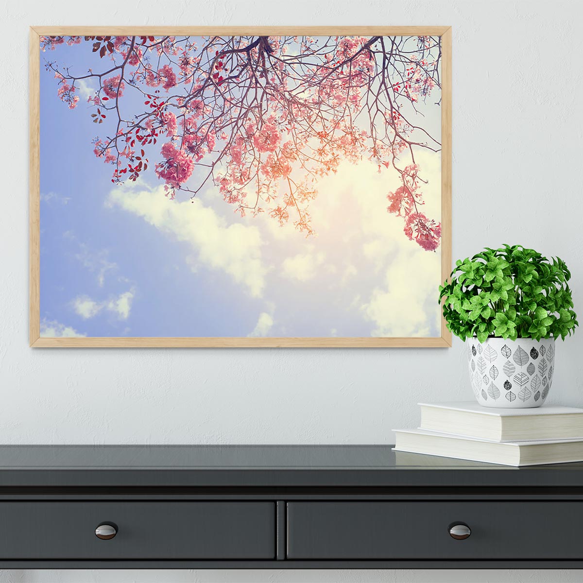 Beautiful tree pink flower in spring Framed Print - Canvas Art Rocks - 4