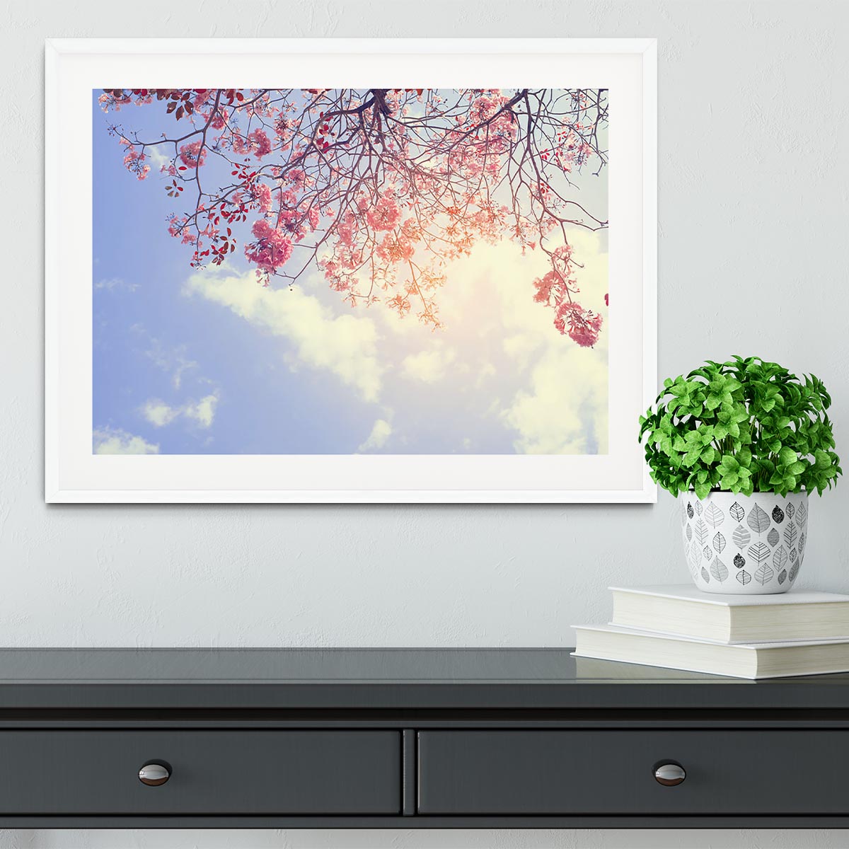 Beautiful tree pink flower in spring Framed Print - Canvas Art Rocks - 5