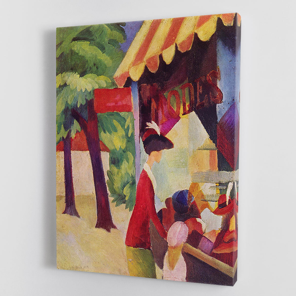 Before Hutladen woman with a red jacket and child by Macke Canvas Print or Poster - Canvas Art Rocks - 1