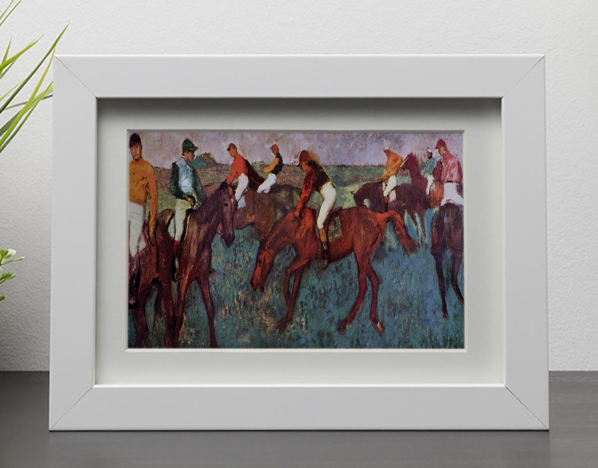 Before the start Jockeis during training by Degas Framed Print - Canvas Art Rocks - 3