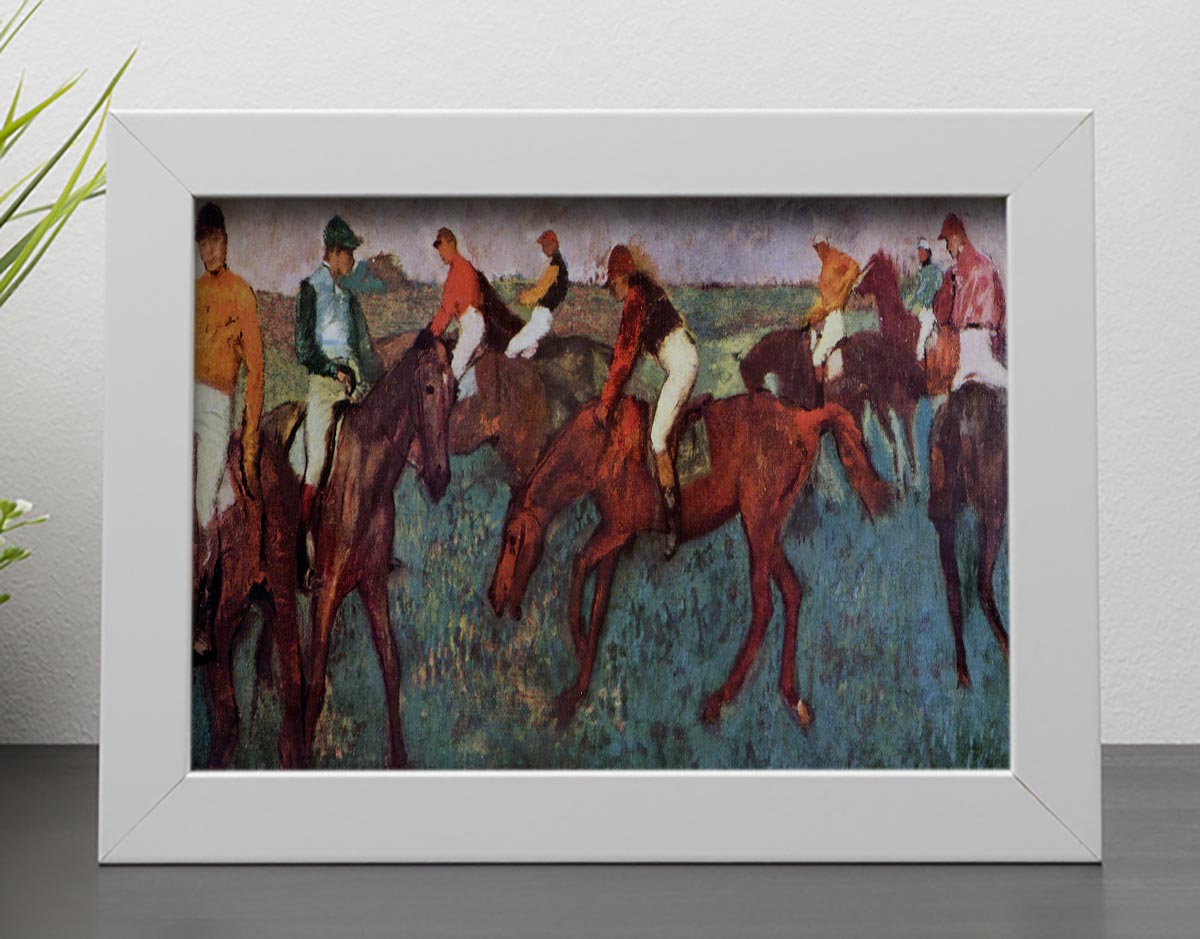 Before the start Jockeis during training by Degas Framed Print - Canvas Art Rocks - 4