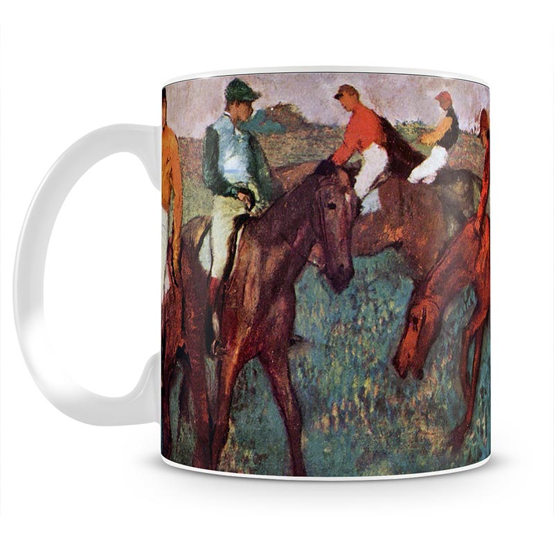 Before the start Jockeis during training by Degas Mug - Canvas Art Rocks - 1
