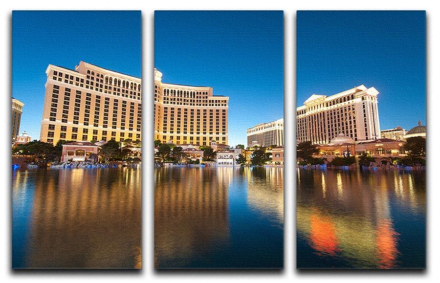 Bellagio Hotel Casino during sunset 3 Split Panel Canvas Print - Canvas Art Rocks - 1