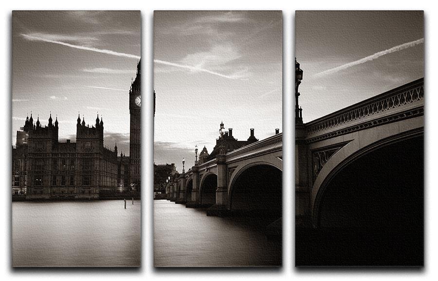 Big Ben and House of Parliament dusk panorama 3 Split Panel Canvas Print - Canvas Art Rocks - 1