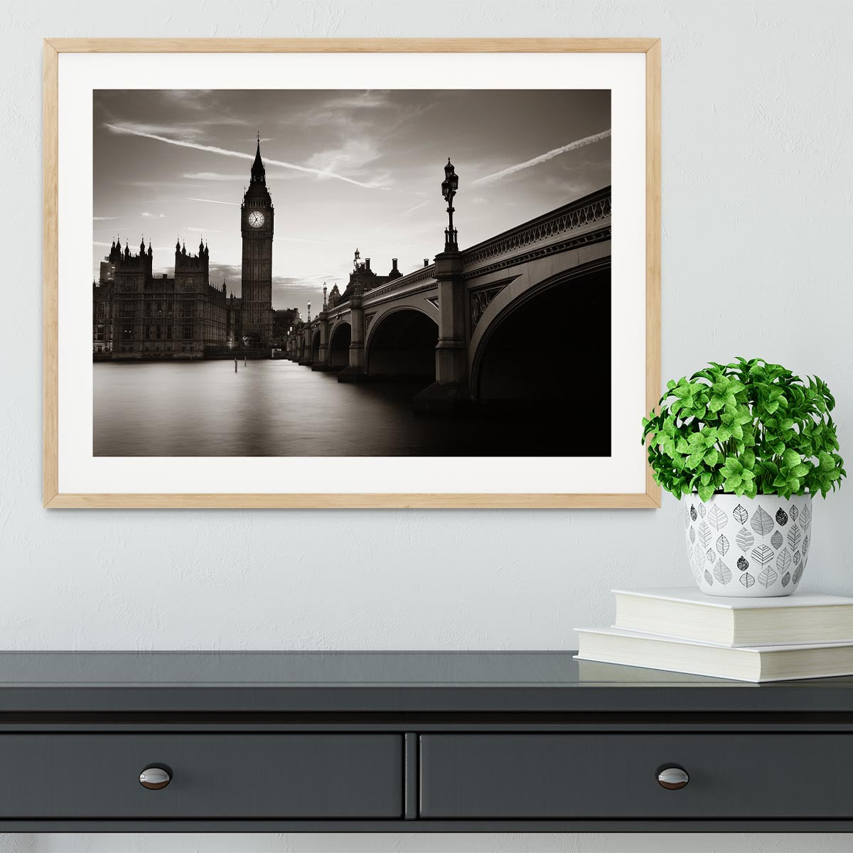 Big Ben and House of Parliament dusk panorama Framed Print - Canvas Art Rocks - 3