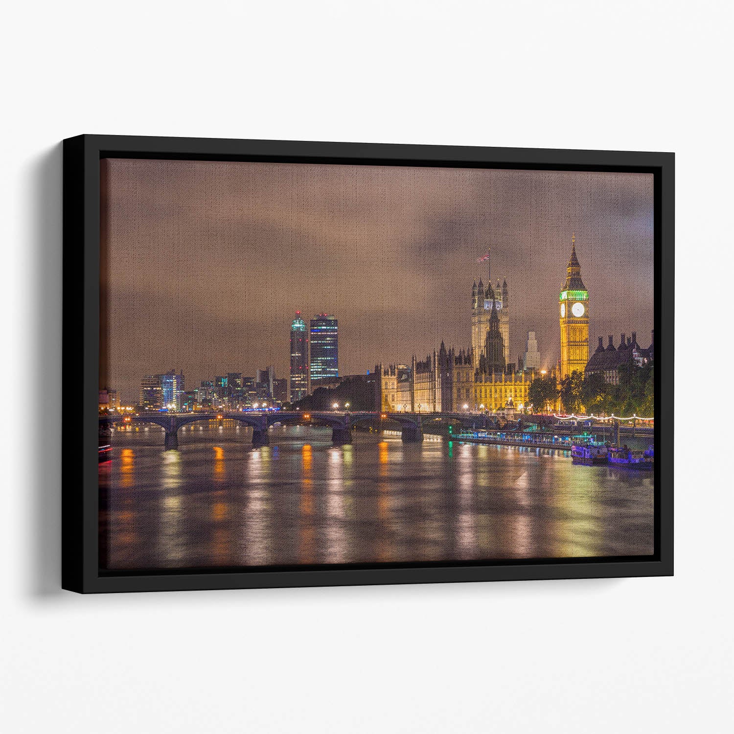 Big Ben and Westminster Bridge Floating Framed Canvas