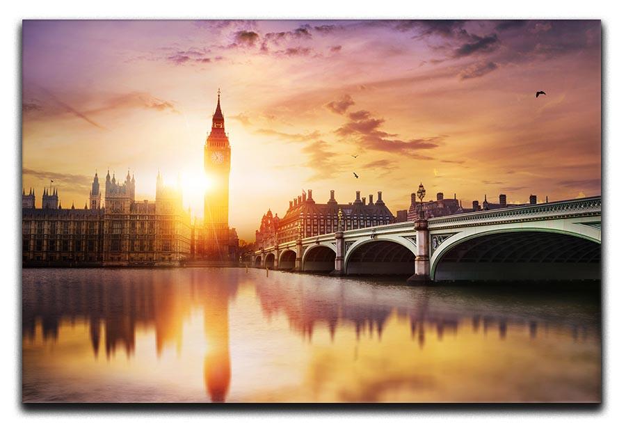 Big Ben and Westminster Bridge at dusk Canvas Print or Poster - Canvas Art Rocks - 1