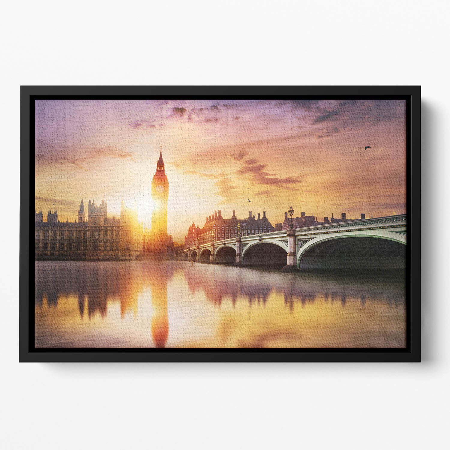 Big Ben and Westminster Bridge at dusk Floating Framed Canvas