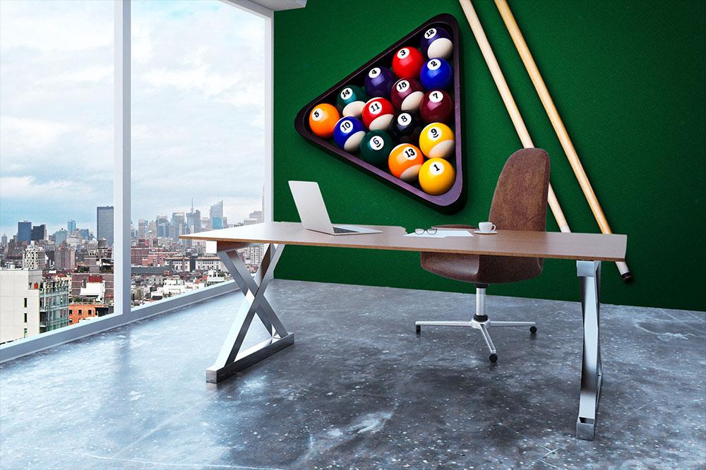 Billiard balls on green Wall Mural Wallpaper - Canvas Art Rocks - 3