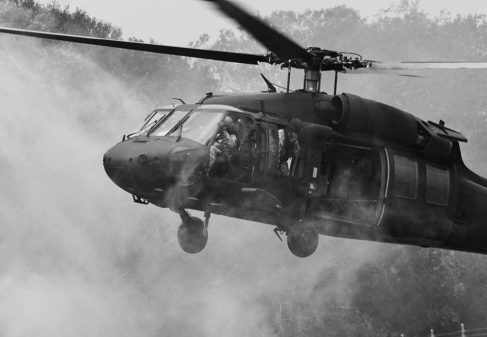 Black Hawk Helicopter Wall Mural Wallpaper - Canvas Art Rocks - 1