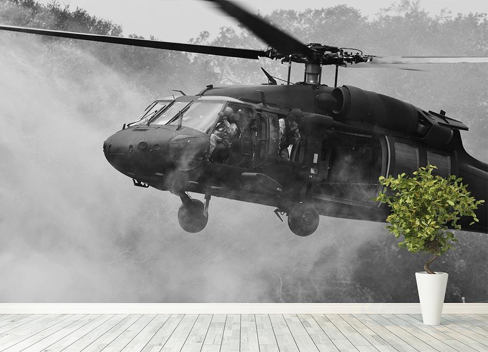 Black Hawk Helicopter Wall Mural Wallpaper - Canvas Art Rocks - 4