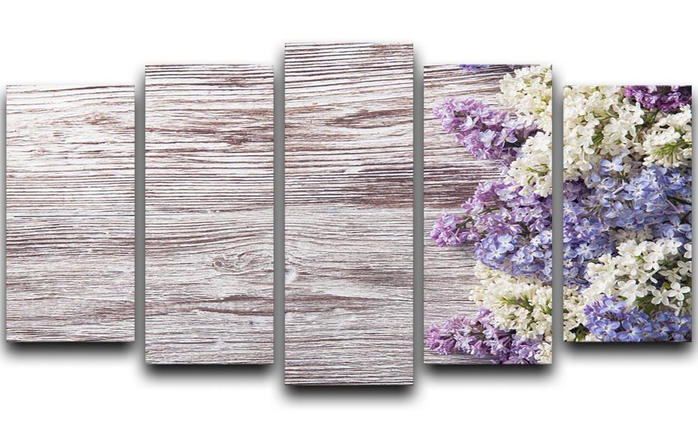 Blossom branch on wooden 5 Split Panel Canvas - Canvas Art Rocks - 1
