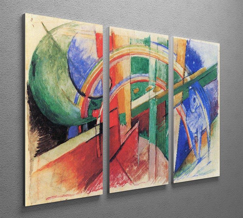 Blue horse with rainbow by Franz Marc 3 Split Panel Canvas Print - Canvas Art Rocks - 2
