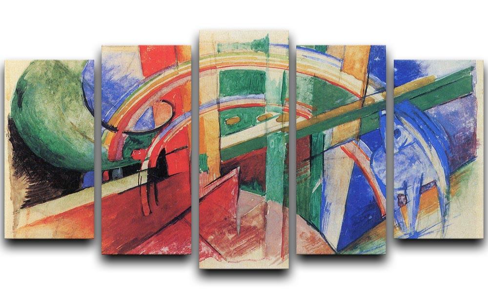 Blue horse with rainbow by Franz Marc 5 Split Panel Canvas - Canvas Art Rocks - 1