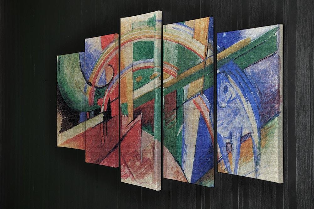 Blue horse with rainbow by Franz Marc 5 Split Panel Canvas - Canvas Art Rocks - 2