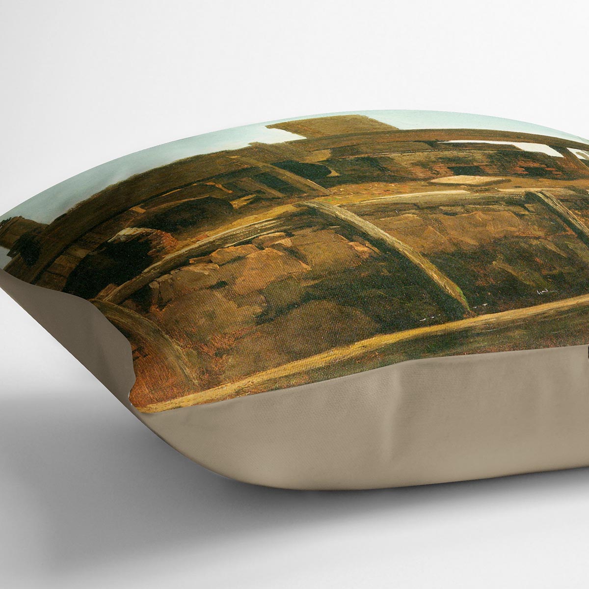 Boat at the dock by Bierstadt Cushion - Canvas Art Rocks - 2