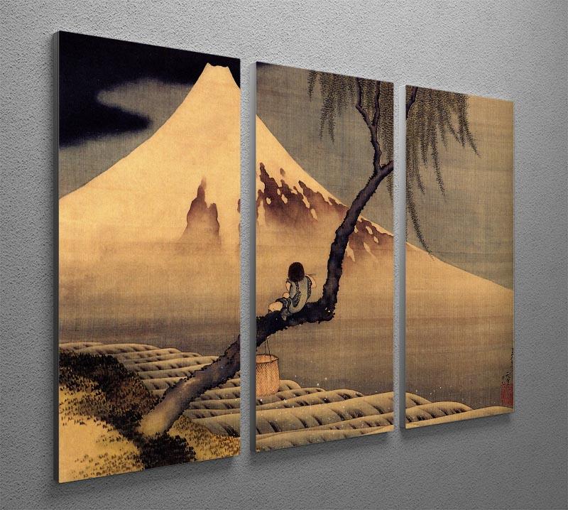 Boy in front of Fujiama by Hokusai 3 Split Panel Canvas Print - Canvas Art Rocks - 2